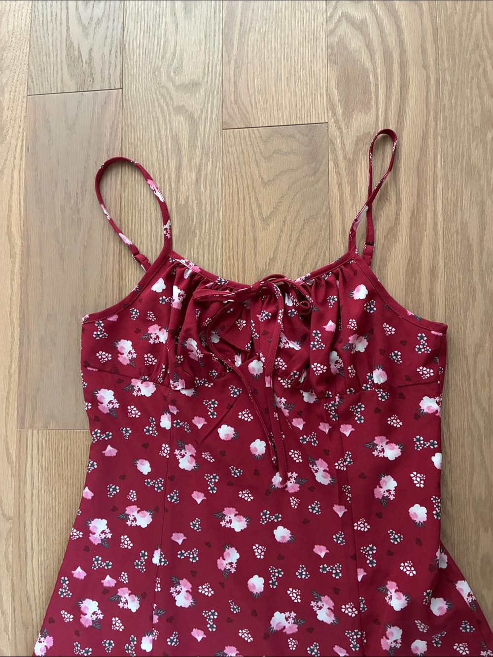 SHEIN Burgundy Floral Spaghetti Strap Sundress - Picture 2 of 5
